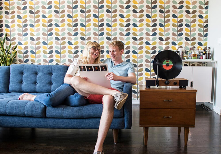 Gramovox noyer disc noir canape