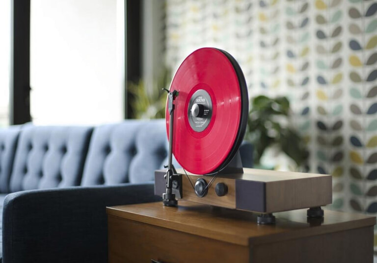 Gramovox noyer disc rouge 3