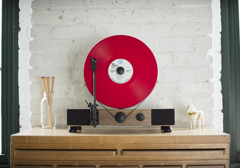 Gramovox noyer disc rouge